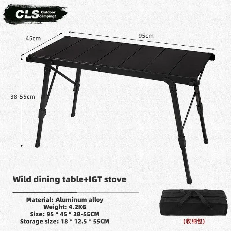 Newest Folding IGT Picnic Table | Lightweight Roll-Up Desk | Adjustable Leg BBQ Table
