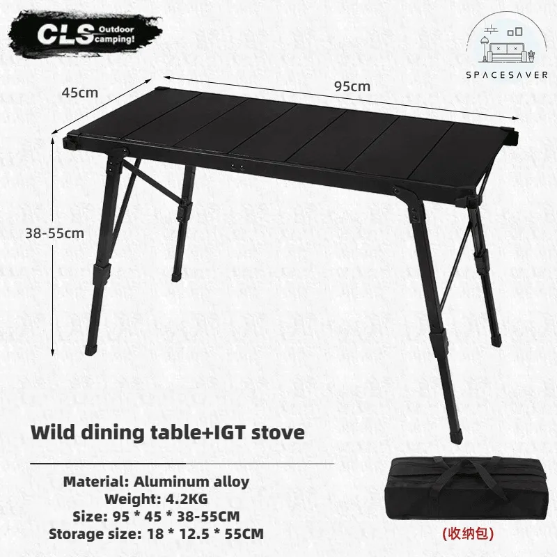 Newest Folding IGT Picnic Table | Lightweight Roll-Up Desk | Adjustable Leg BBQ Table