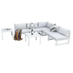 NICESOUL Aluminum Patio Sofa with Table 5 Seater 7-Piece