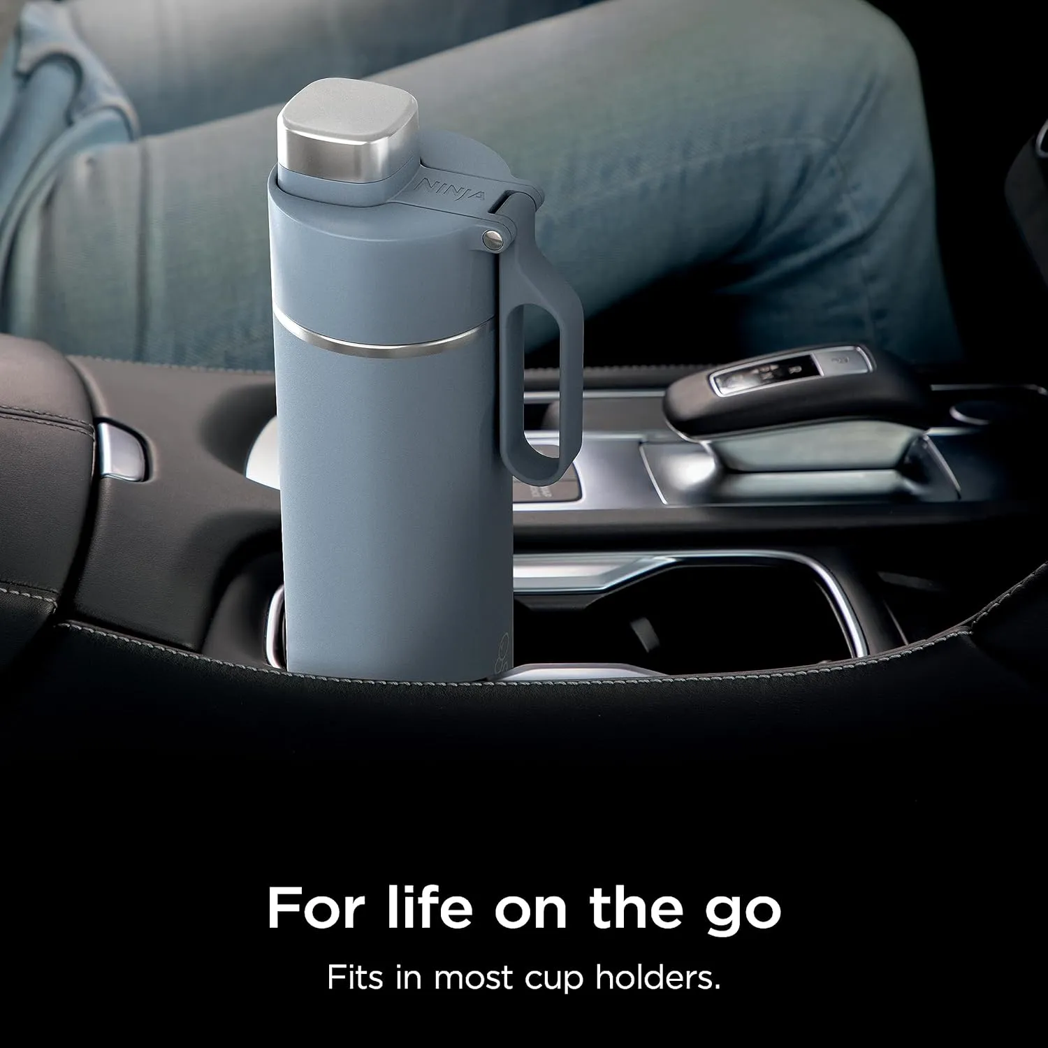 Ninja DW2401BL Thirsti 24oz Travel Water Bottle, For Carbonated Sparkling Drinks, Colder and Fizzier Longer, Leak Proof, 24 Hrs Cold, Dishwasher Safe, Stainless Steel Insulated Tumbler, Storm Blue