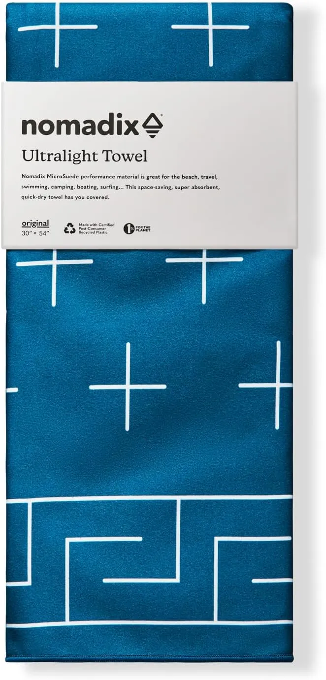 Nomadix Ultralight Towel - Quick Dry & Super Lightweight - Perfect As A Pack Towel to Save On Space - Made with Recycled Materials - Barton Dark Blue - 30x54