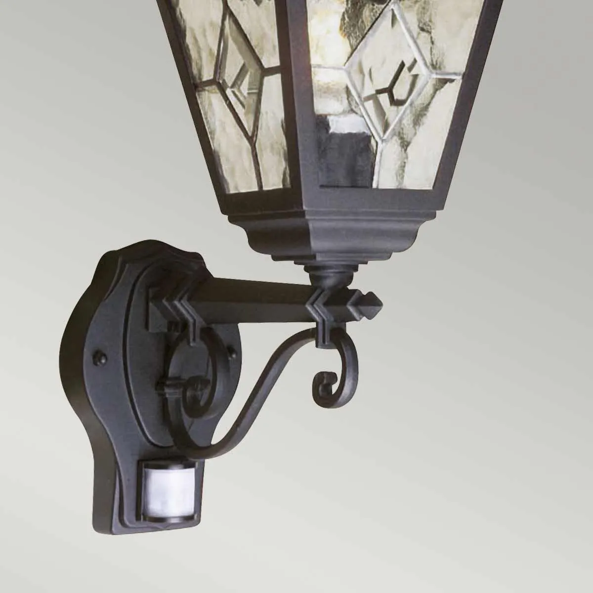 Norfolk 1 Light Up Wall Lantern with PIR | Black
