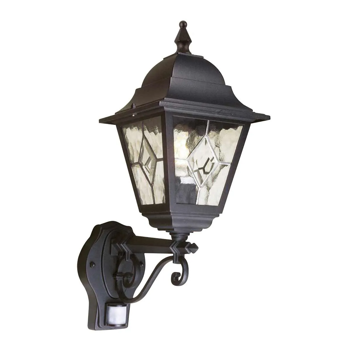 Norfolk 1 Light Up Wall Lantern with PIR | Black