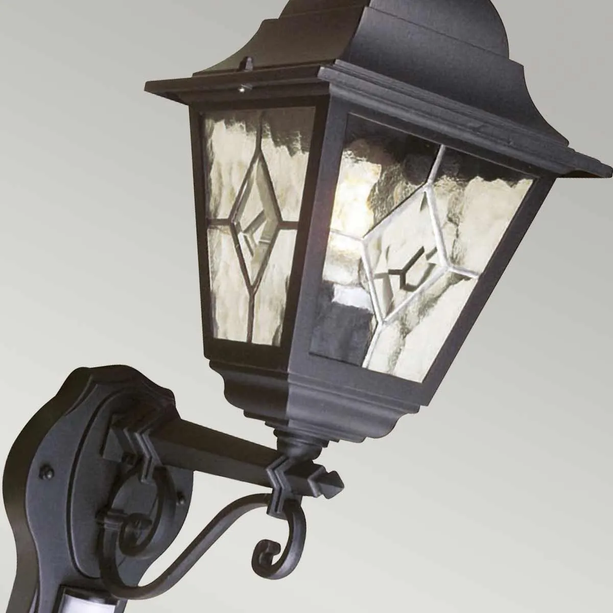 Norfolk 1 Light Up Wall Lantern with PIR | Black