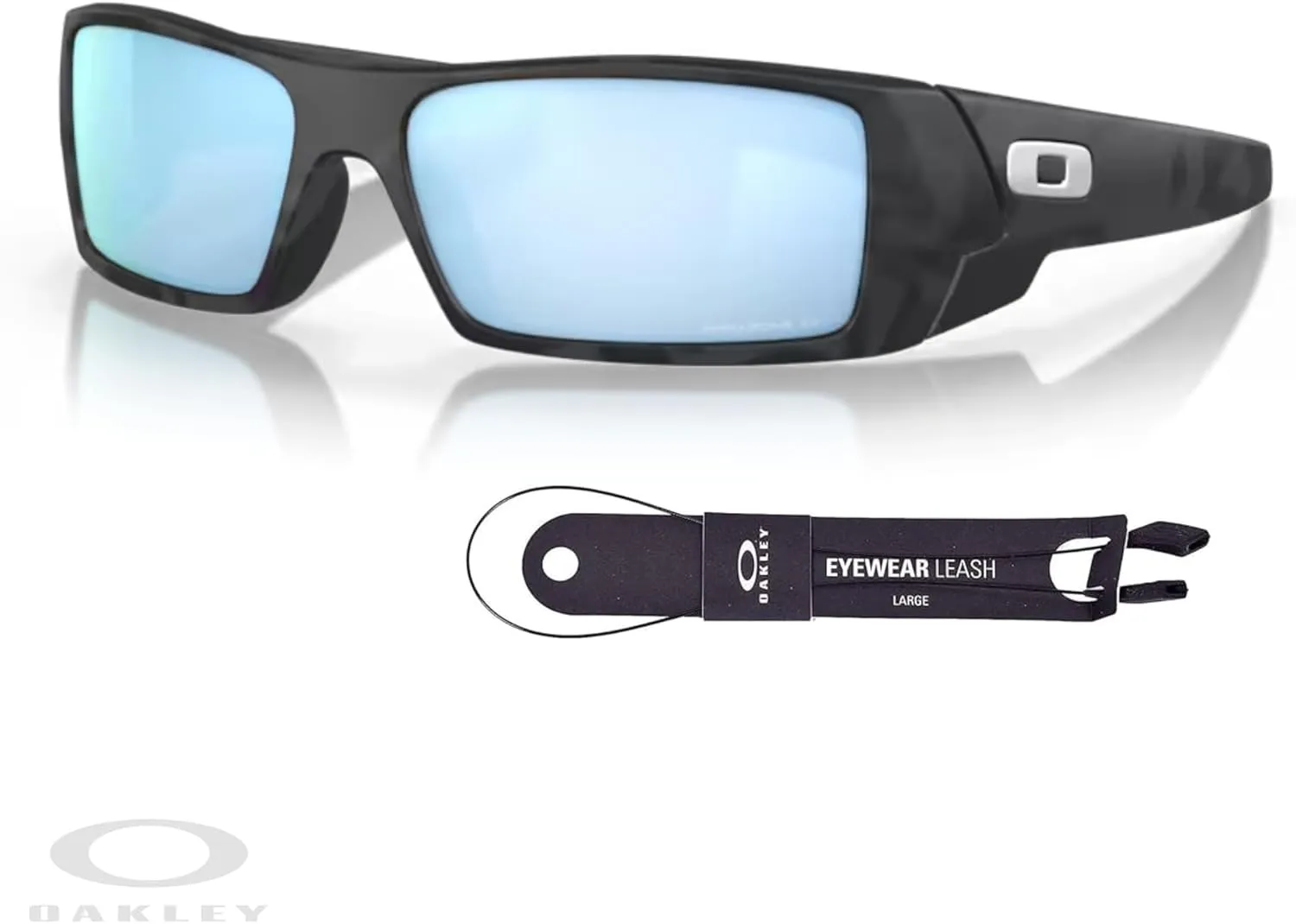 Oakley Gascan OO9014 Rectangular Sunglasses For Men   BUNDLE Leash   BUNDLE with Designer iWear Care Kit