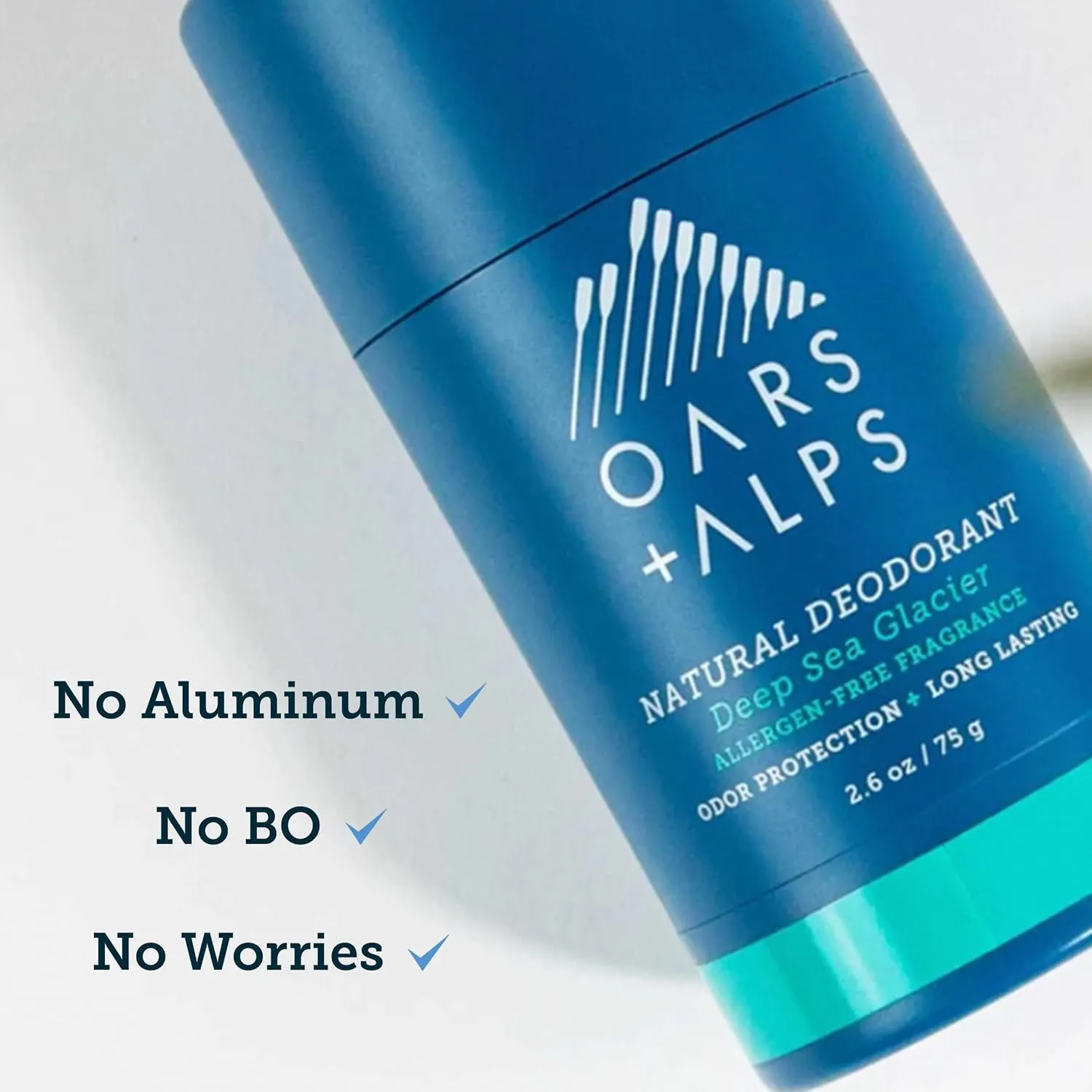 Oars   Alps Aluminum Free Deodorant for Men and Women, Dermatologist Tested and for Sensitive Skin, Vegan, Deep Sea Glacier, 2 Pack, 2.6 Oz Each