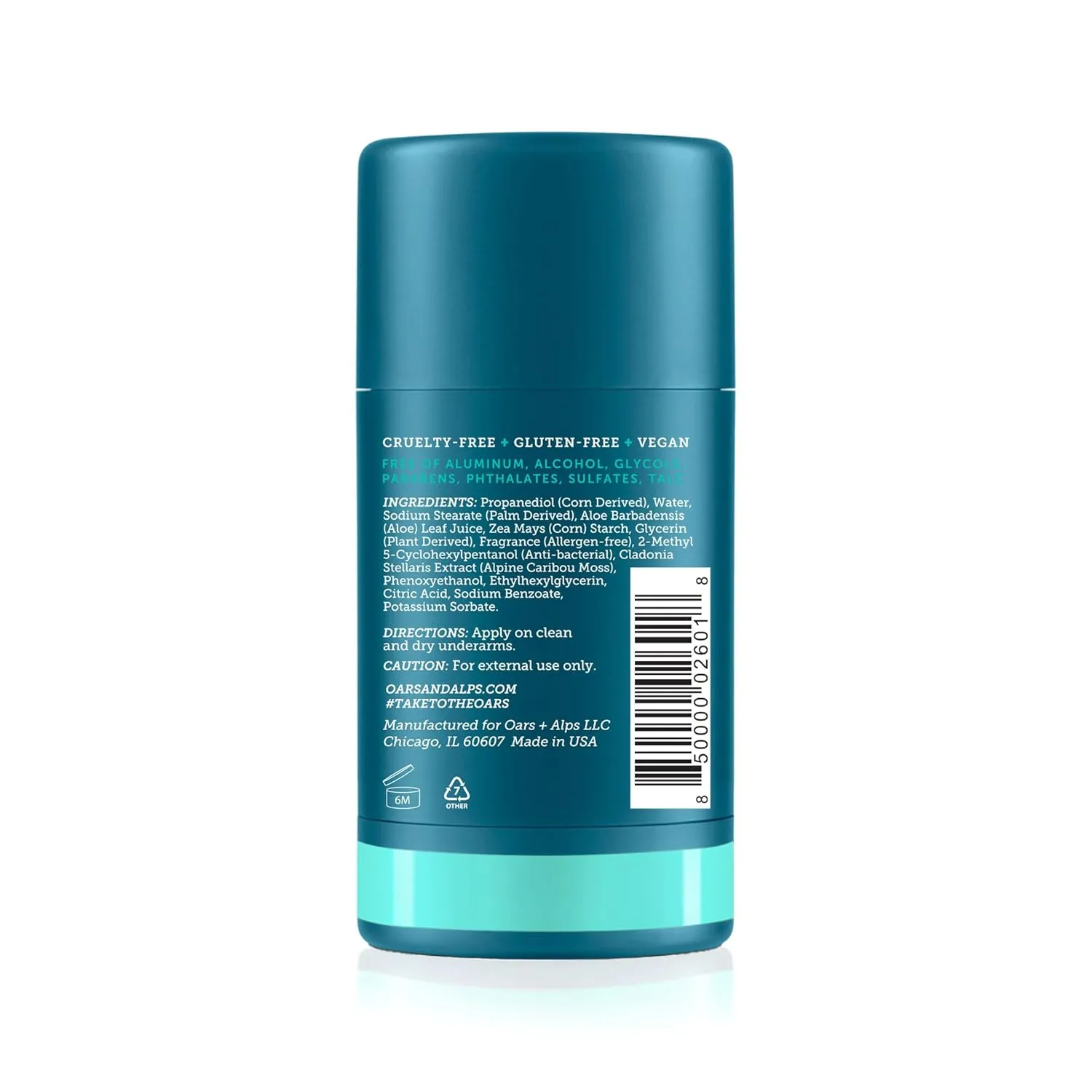 Oars   Alps Aluminum Free Deodorant for Men and Women, Dermatologist Tested and for Sensitive Skin, Vegan, Deep Sea Glacier, 2 Pack, 2.6 Oz Each