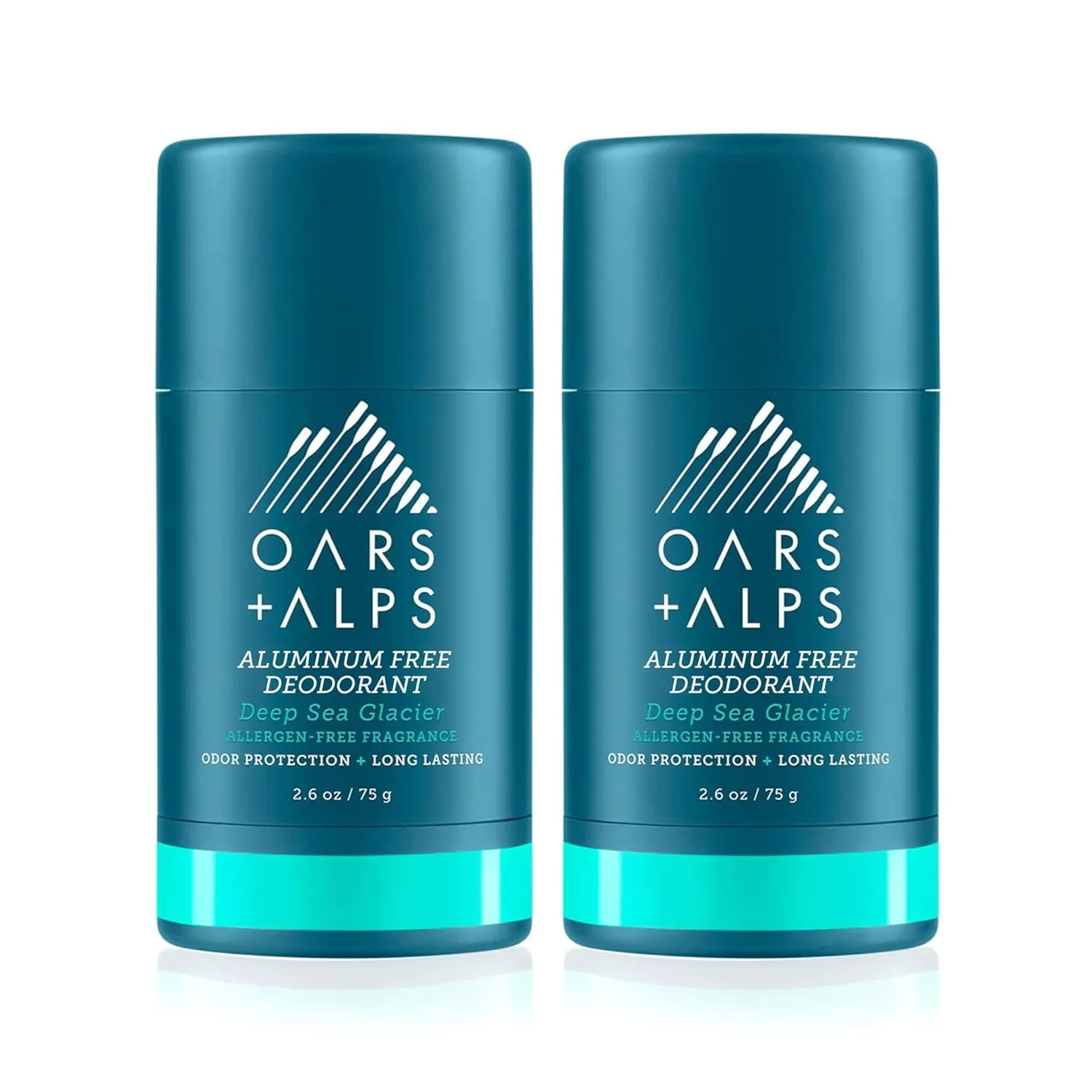 Oars   Alps Aluminum Free Deodorant for Men and Women, Dermatologist Tested and for Sensitive Skin, Vegan, Deep Sea Glacier, 2 Pack, 2.6 Oz Each