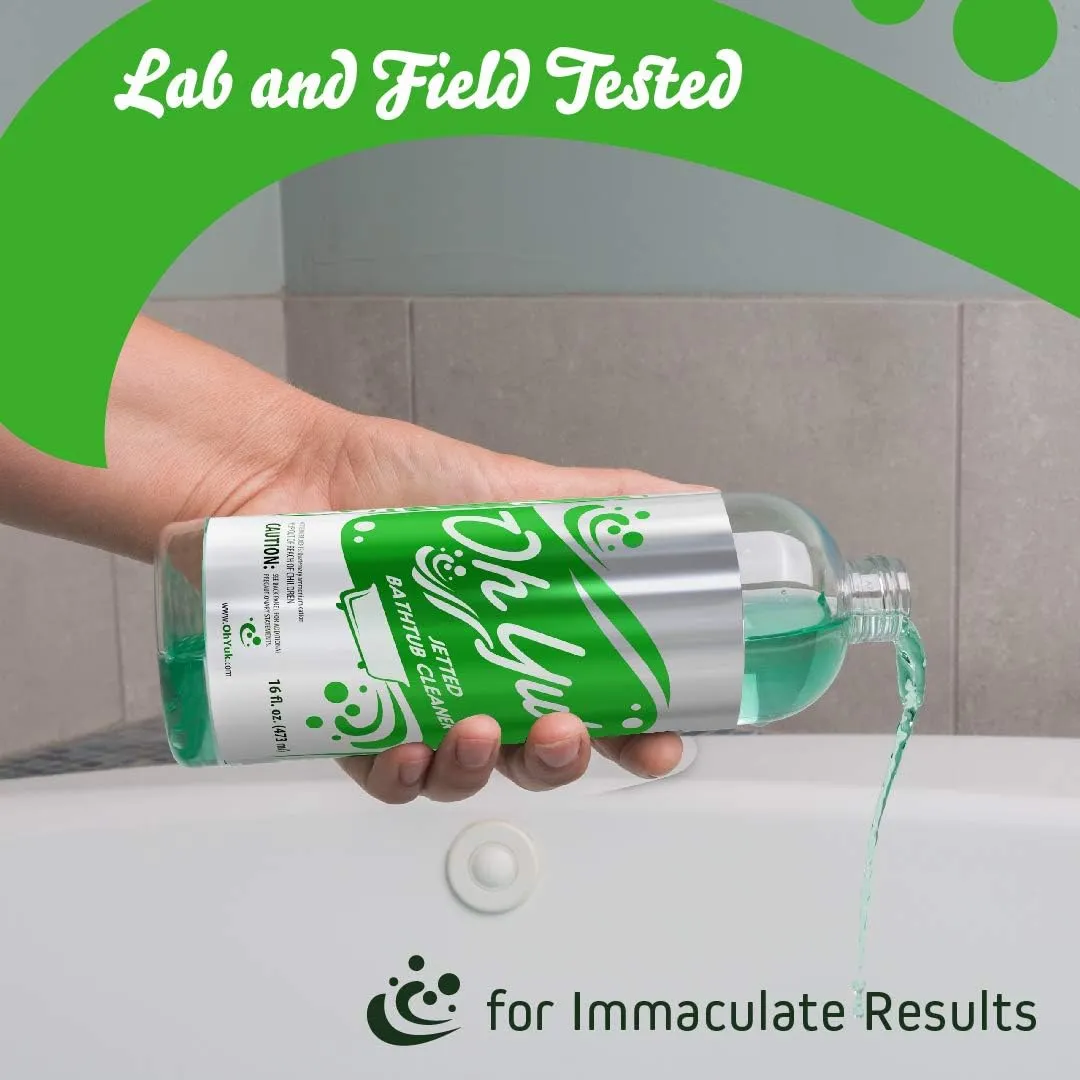 Oh Yuk Jetted Tub Cleaner for Jacuzzis, Bathtubs, Whirlpools, The Most Effective Jetted Tub Cleaner, Septic Safe, 4 Cleanings per Bottle - 16 Ounces