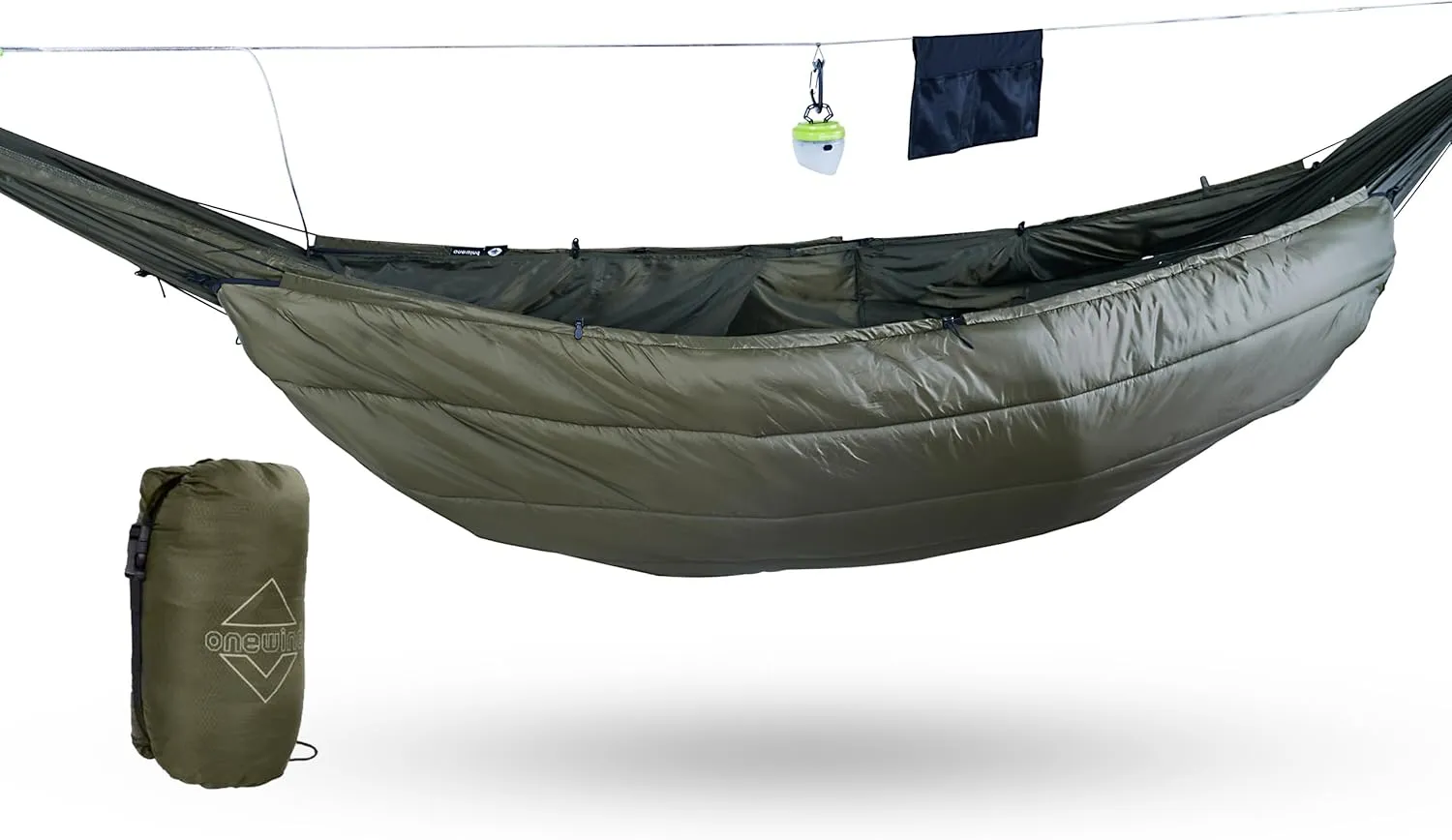 onewind Hammock Underquilt for Camping, Full Length and Lightweight Hammock Quilts with Insulation for Camping, Hiking, Backpacking, OD Green