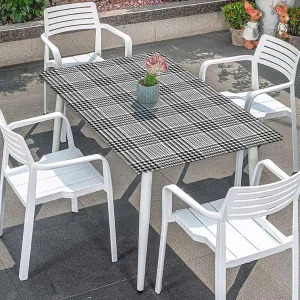 OOzie Black White Elastic Tablecloth Classic Retro Tile Monochrome Waterproof Elastic Fitted Table Covers,Camping, Indoor, Outdoor Grid Mesh Pattern Fits up 4 Foot Tables