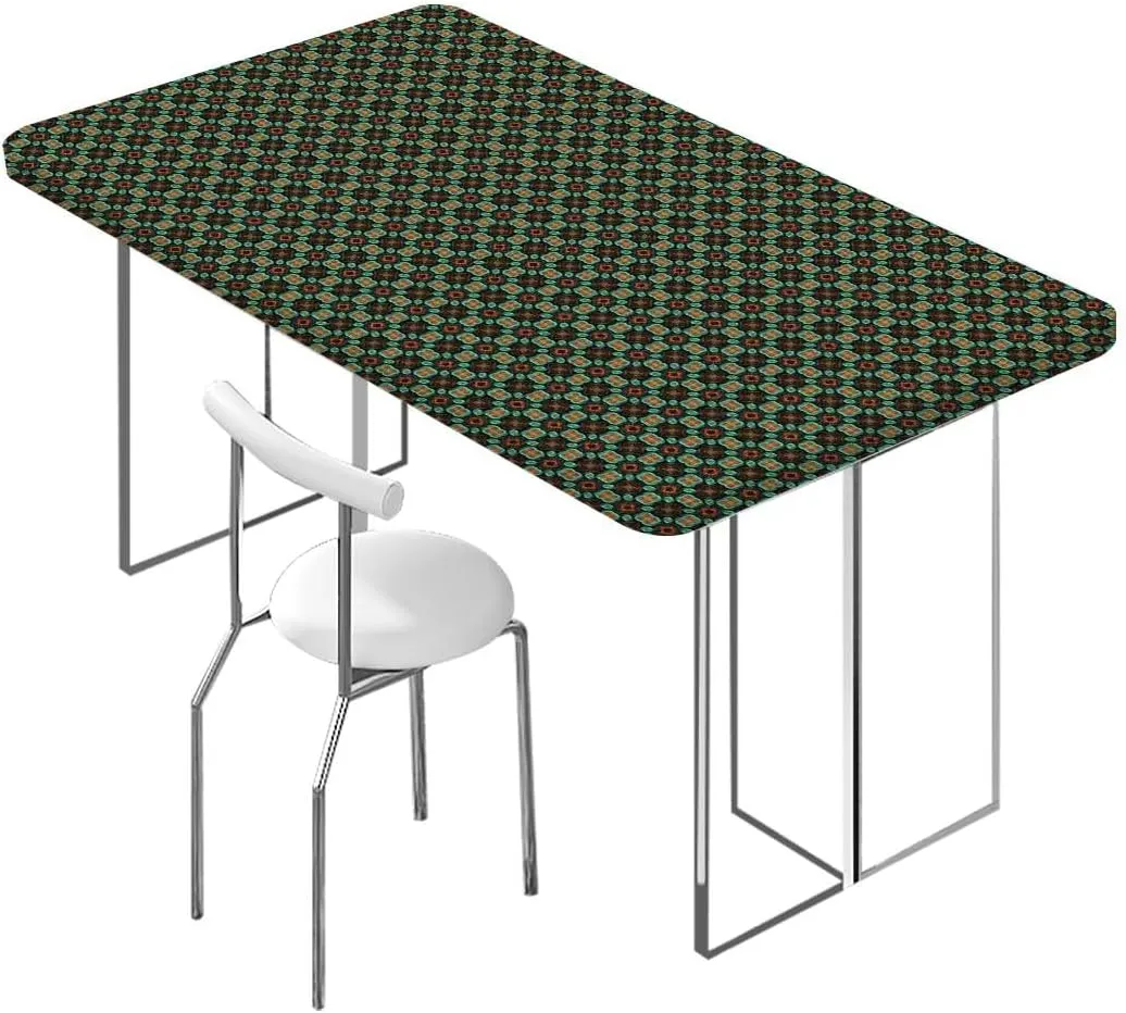 OOzie Multicolor Folding Table Cover Flower Motifs Details Traditional Eastern Washable Picnic Table Cover Indoor Outdoor Elastic Tablecloth Geometric Fits up 5 Foot Tables