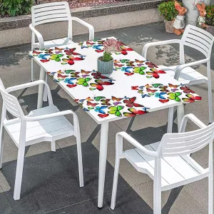 OOzie Multicolor Rectangular Table Covers, Many Different Butterflies Girls Design Table Cloth for Indoor Outdoor Picnic Parties Modern Fits up 5 Foot Tables