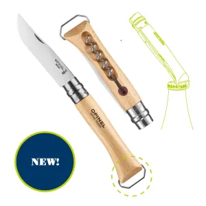 Opinel No.10 Corkscrew Stainless Steel Folding Knife with Bottle Opener