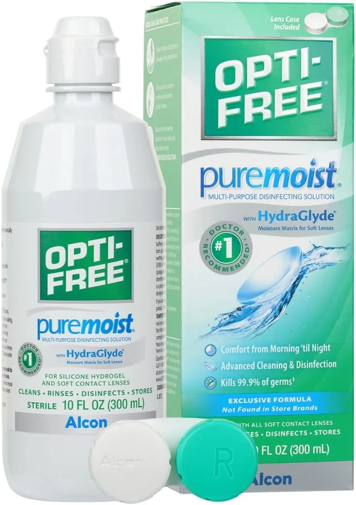 Opti-Free Puremoist Multi-Purpose Contact Lens Cleaning and Disinfecting Solution with Lens Case, 10 FL Oz (Pack of 1)