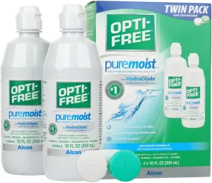 Opti-Free Puremoist Multi-Purpose Contact Lens Cleaning and Disinfecting Solution with Lens Case, 20 Fl Oz (pack of 2- 10oz bottles)