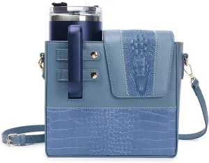 Outdoor Portable Crossbody Water Cup Storage Bag, Sling Bag With Water Bottle Holder Water, Suitable For Women'S Crossbody Bag With Sports Water Bottle Holder. (Blue)