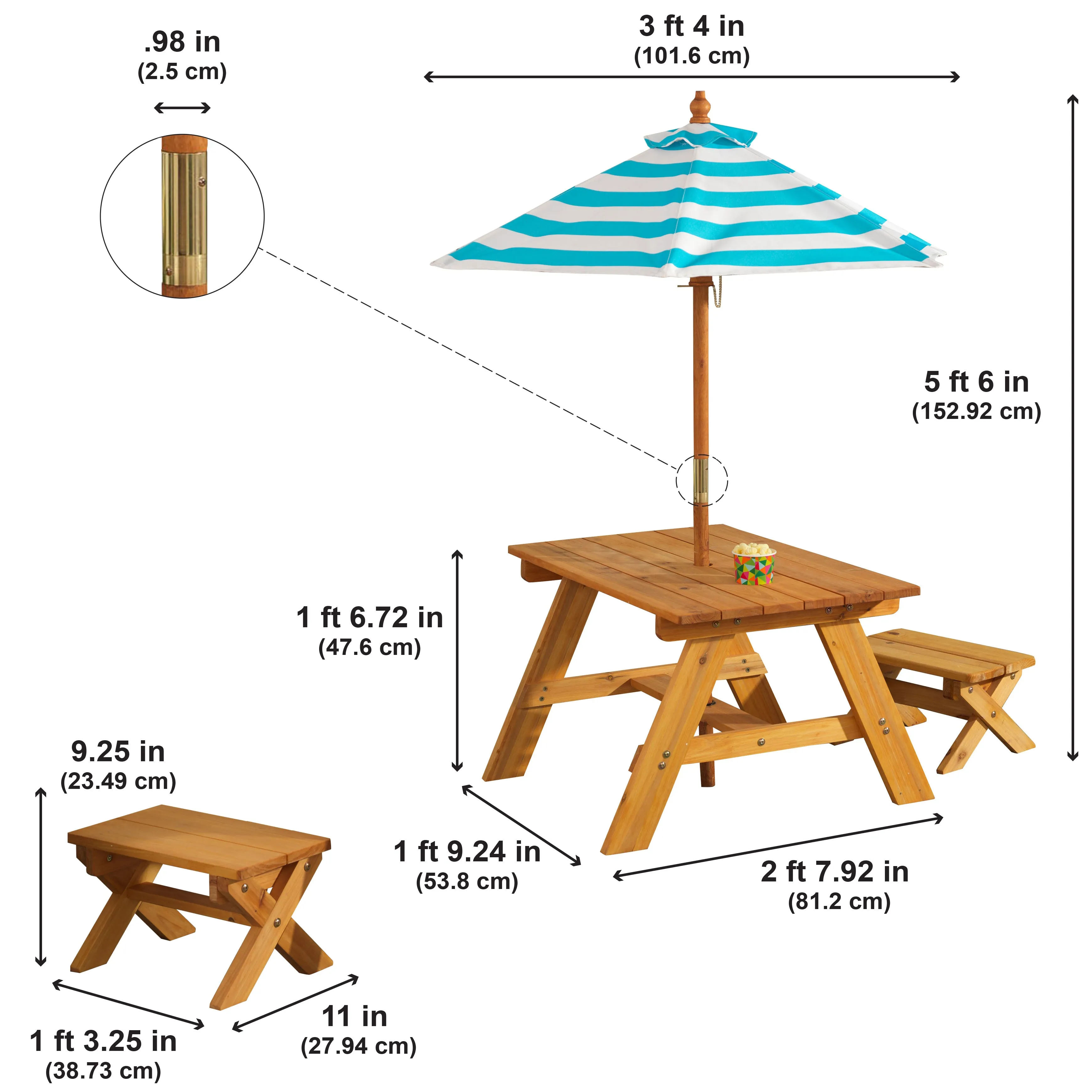 Outdoor Table with Benches & Umbrella