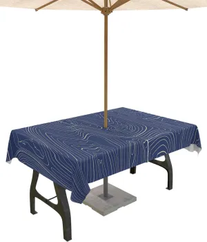 Outdoor Tablecloth 52"x70" Table Cover with Umbrella Hole and Zipper Waterproof Abstract Style Purple Simple Line Mountain Range Table Cloths for BBQs/Party/Picnic