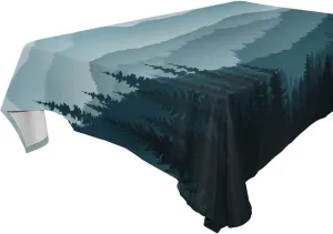 Oyihfvs Morning in The Seamless Mountains with Trees Dark Blue Pattern Rectangle Wrinkle Tablecloth, Stain Proof Table Cloth Cover for Indoor Dining Outdoor Party Picnic Decor 60 x 108 in