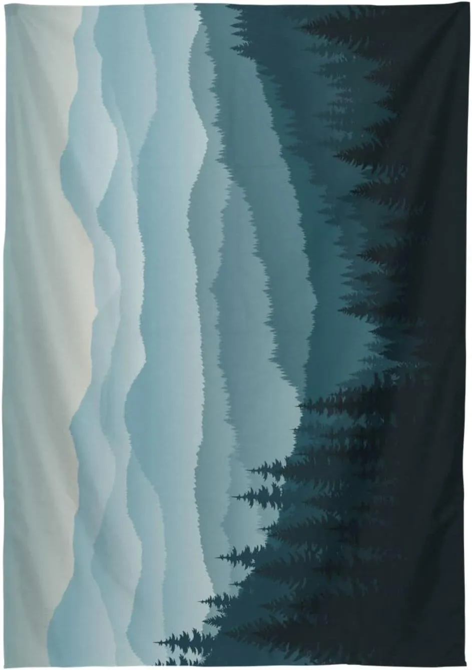 Oyihfvs Morning in The Seamless Mountains with Trees Dark Blue Pattern Rectangle Wrinkle Tablecloth, Stain Proof Table Cloth Cover for Indoor Dining Outdoor Party Picnic Decor 60 x 108 in