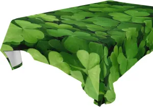 Oyihfvs St Patrick's Day Green Seamless Shamrock Clover Lucky Four Leaves Rectangle Wrinkle Tablecloth, Stain Proof Table Cloth Cover for Indoor Dining Outdoor Party Picnic Decor 60 x 108 in