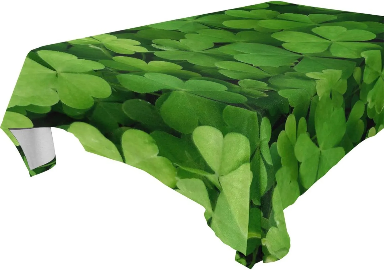 Oyihfvs St Patrick's Day Green Seamless Shamrock Clover Lucky Four Leaves Rectangle Wrinkle Tablecloth, Stain Proof Table Cloth Cover for Indoor Dining Outdoor Party Picnic Decor 60 x 108 in