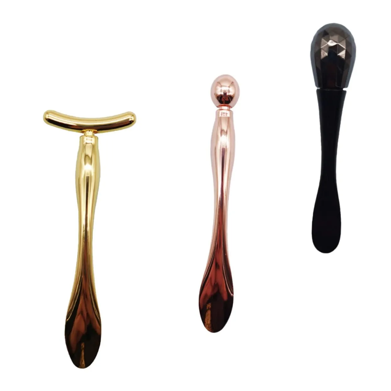 PartyKindom 3pcs Metal Eye Cream Applicator Shaped Roller Design Durable Makeup Spatula Tool for Reducing Puffiness Dark Circles Improving Micro Circulation Random Color