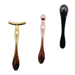 PartyKindom 3pcs Metal Eye Cream Applicator Shaped Roller Design Durable Makeup Spatula Tool for Reducing Puffiness Dark Circles Improving Micro Circulation Random Color