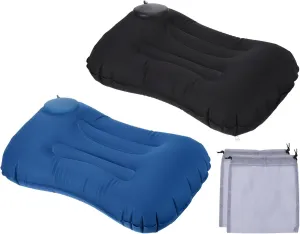 PATIKIL Camping Pillow, 2 Pack Portable Camp Beach Pillow Ultralight Inflatable Travel Airplane Pillow Lumbar Support for Hiking Backpacking, Blue Black