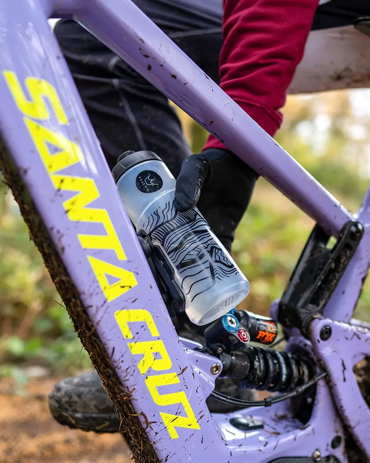 Peaty's Fidlock Lockin Magnetic Bike Water Bottle & Mount, Topo/Clear, 600 ml/ 20 oz.