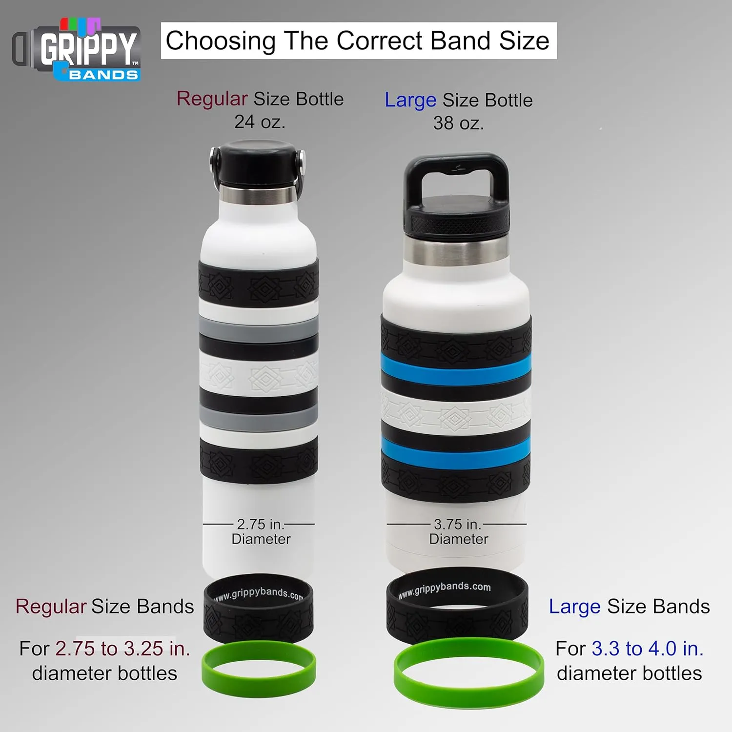 Pickleball Water Bottle Grip Kit - BLACK: Large - 9 Bands for Superior Grip, Style, & Protection.