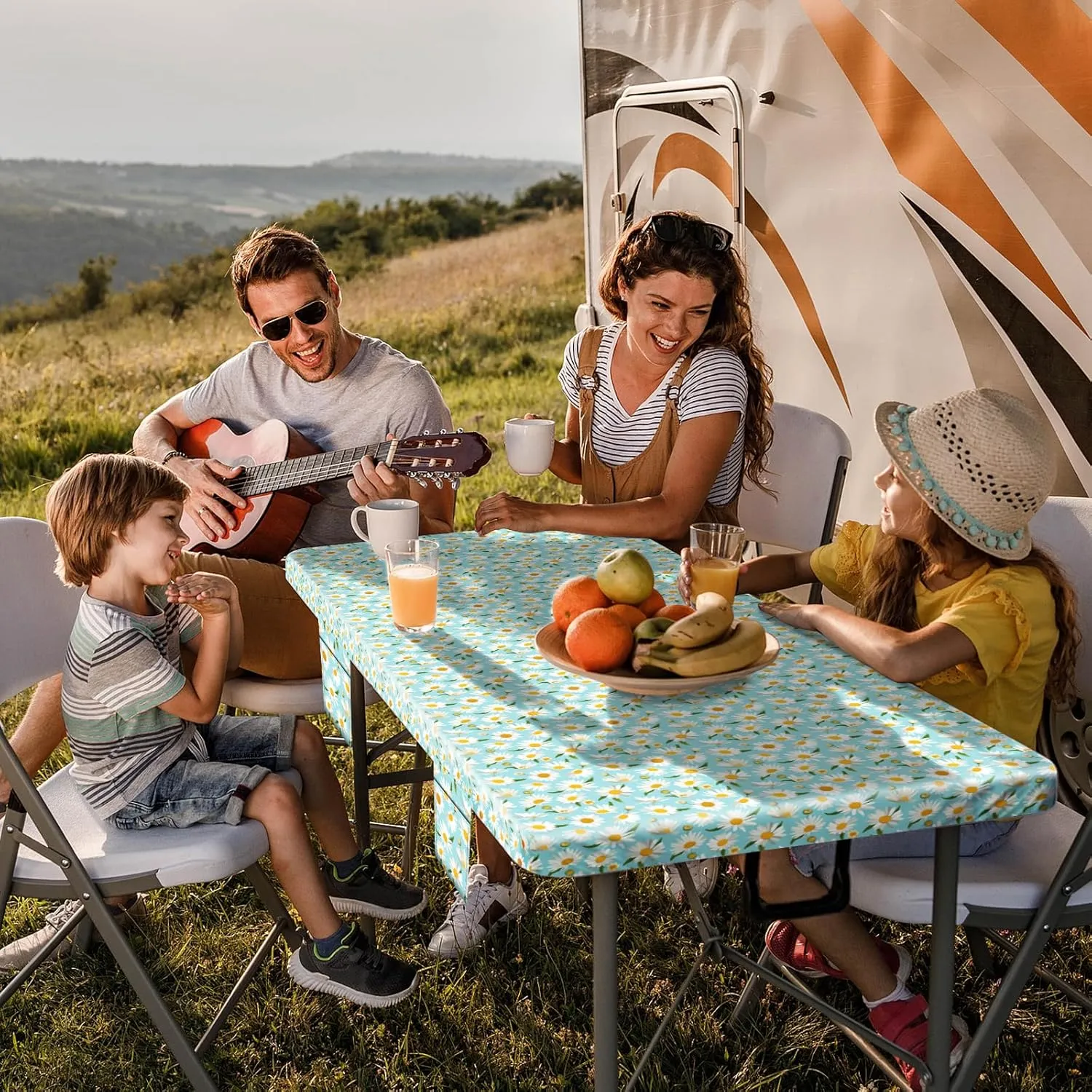 Picnic Table Cover with Bench Covers Waterproof Camping Tablecloth with Elastic for 6 Foot Rectangle Tables Outdoor Travel Essentials list Summer Rv Vacation Finds Gifts Ideas for Mens Womens