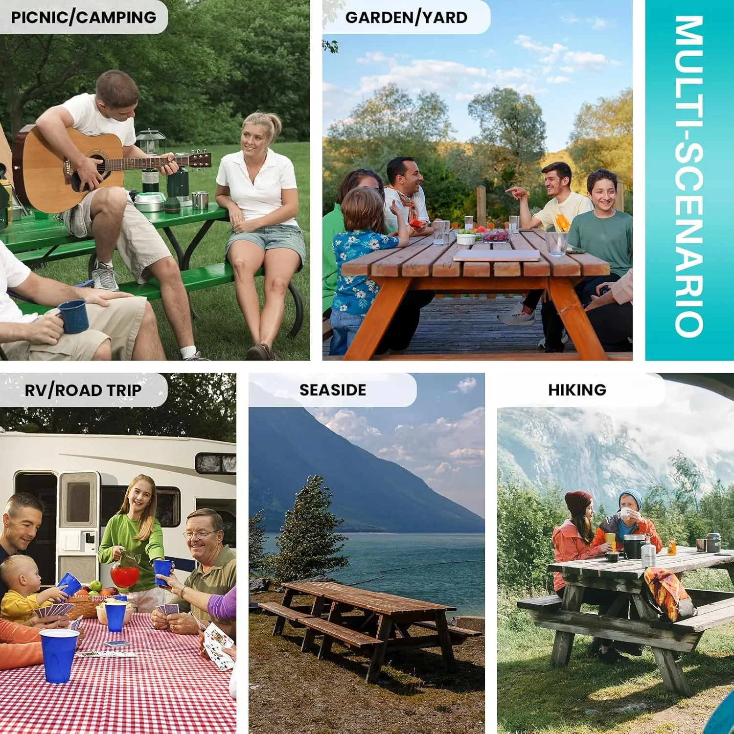 Picnic Table Cover with Bench Covers Waterproof Camping Tablecloth with Elastic for 6 Foot Rectangle Tables Outdoor Travel Essentials list Summer Rv Vacation Finds Gifts Ideas for Mens Womens