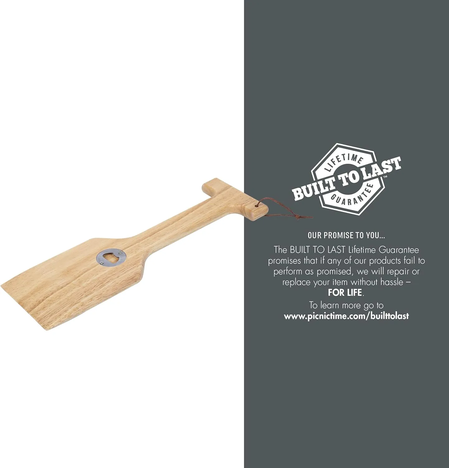 PICNIC TIME NFL Hardwood BBQ Grill Brush Scraper with Bottle Opener, Wood Barbecue Cleaner, Non-Bristle BBQ Cleaning Tool for Multi Types Grill Grates (Parawood)