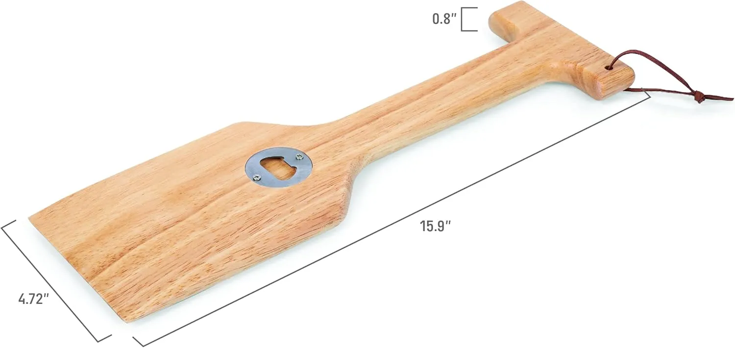 PICNIC TIME NFL Hardwood BBQ Grill Brush Scraper with Bottle Opener, Wood Barbecue Cleaner, Non-Bristle BBQ Cleaning Tool for Multi Types Grill Grates (Parawood)