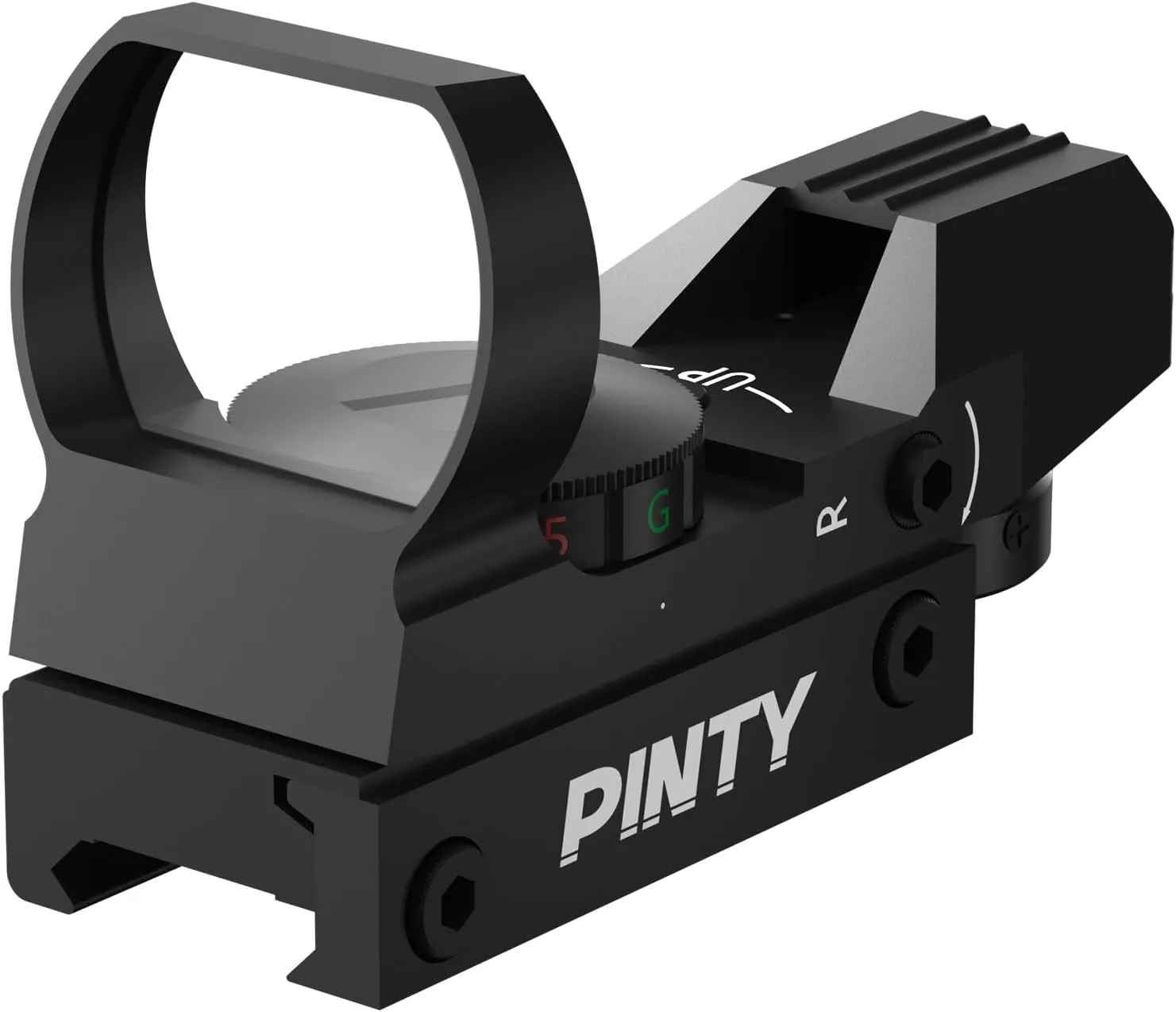 Pinty Red Green Dot Sight Reflex Tactical Riflescope 4 Reticle Patterns with 20mm Free Mount Rails