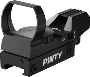 Pinty Red Green Dot Sight Reflex Tactical Riflescope 4 Reticle Patterns with 20mm Free Mount Rails