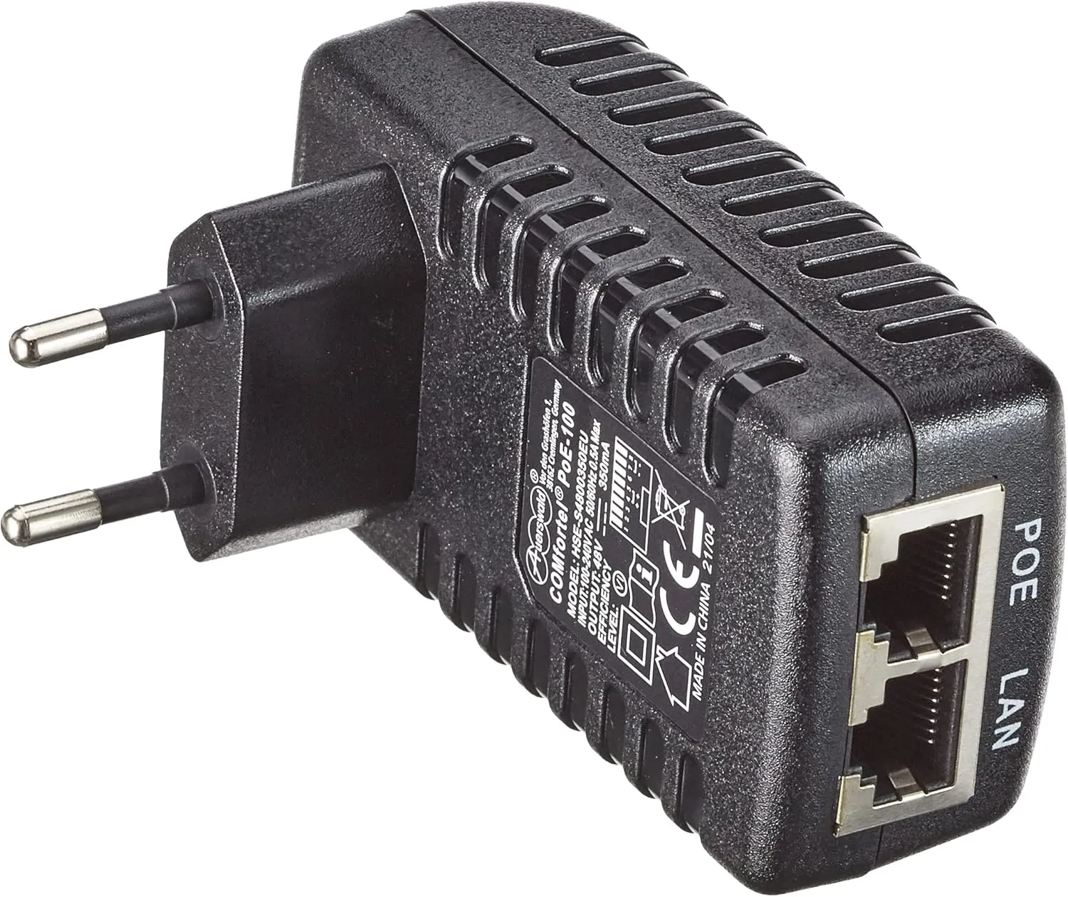 PoE Injector 48 V - Adaptador/inyector de PoE (10 100 Mbit/s IEEE 802.3af Negro 48 V 100-240 V 50 Hz)