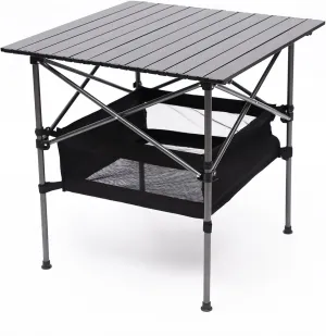 Portable Aluminum Folding Camping Table with Carry Bag, Roll-Up Square Tabletop, 27.5"x27.5"x27.5", Lightweight for Outdoor, Beach, BBQ, Picnic, Patio (1)