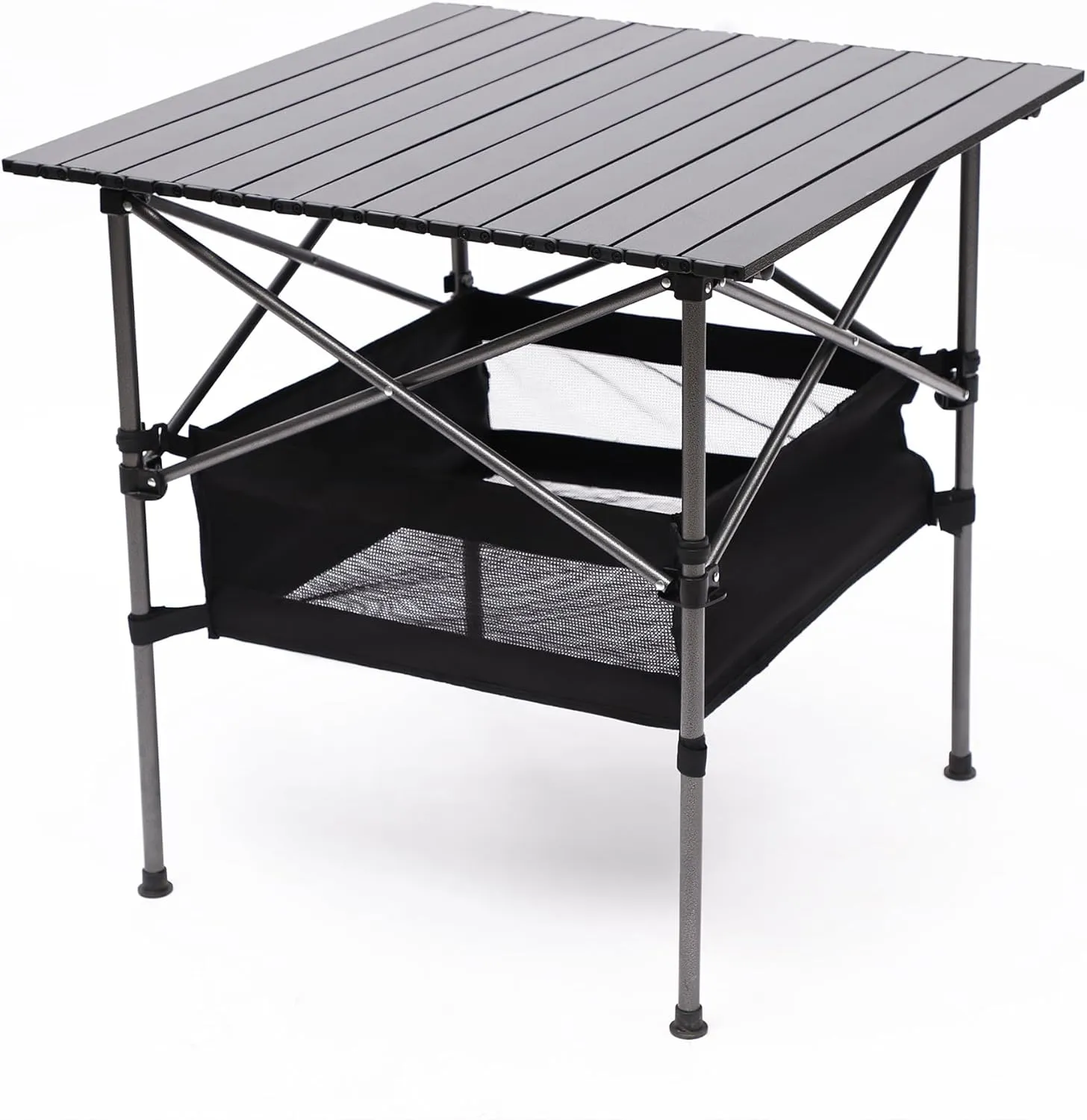Portable Aluminum Folding Camping Table with Carry Bag, Roll-Up Square Tabletop, 27.5"x27.5"x27.5", Lightweight for Outdoor, Beach, BBQ, Picnic, Patio (1)