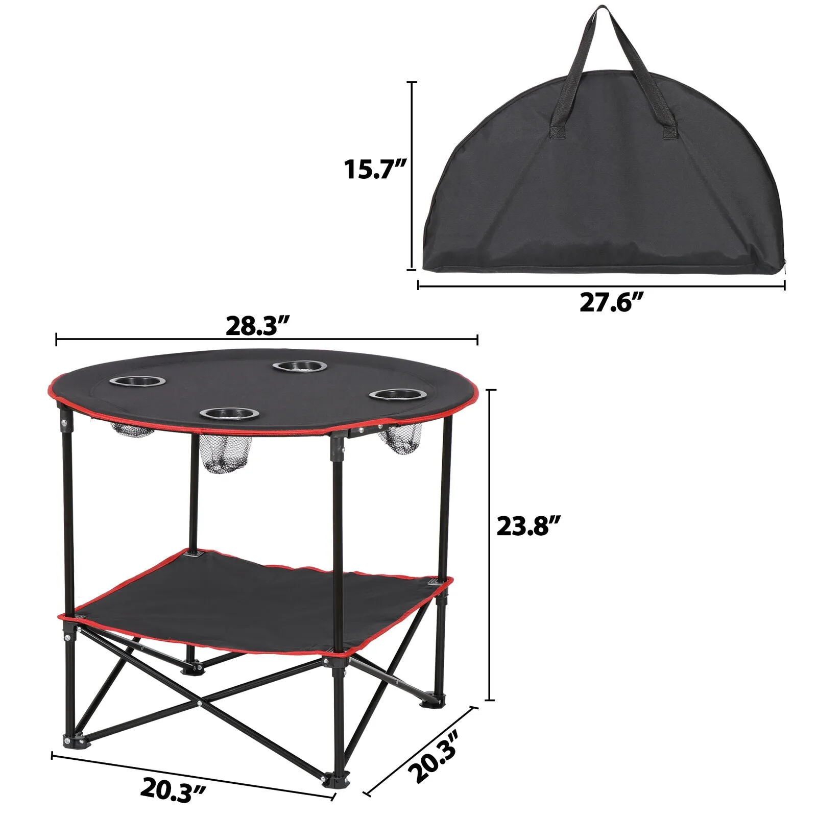 portable folding picnic table with cup holders and carry bag