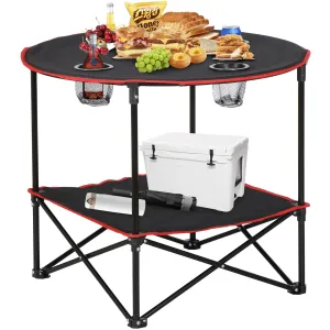 portable folding picnic table with cup holders and carry bag