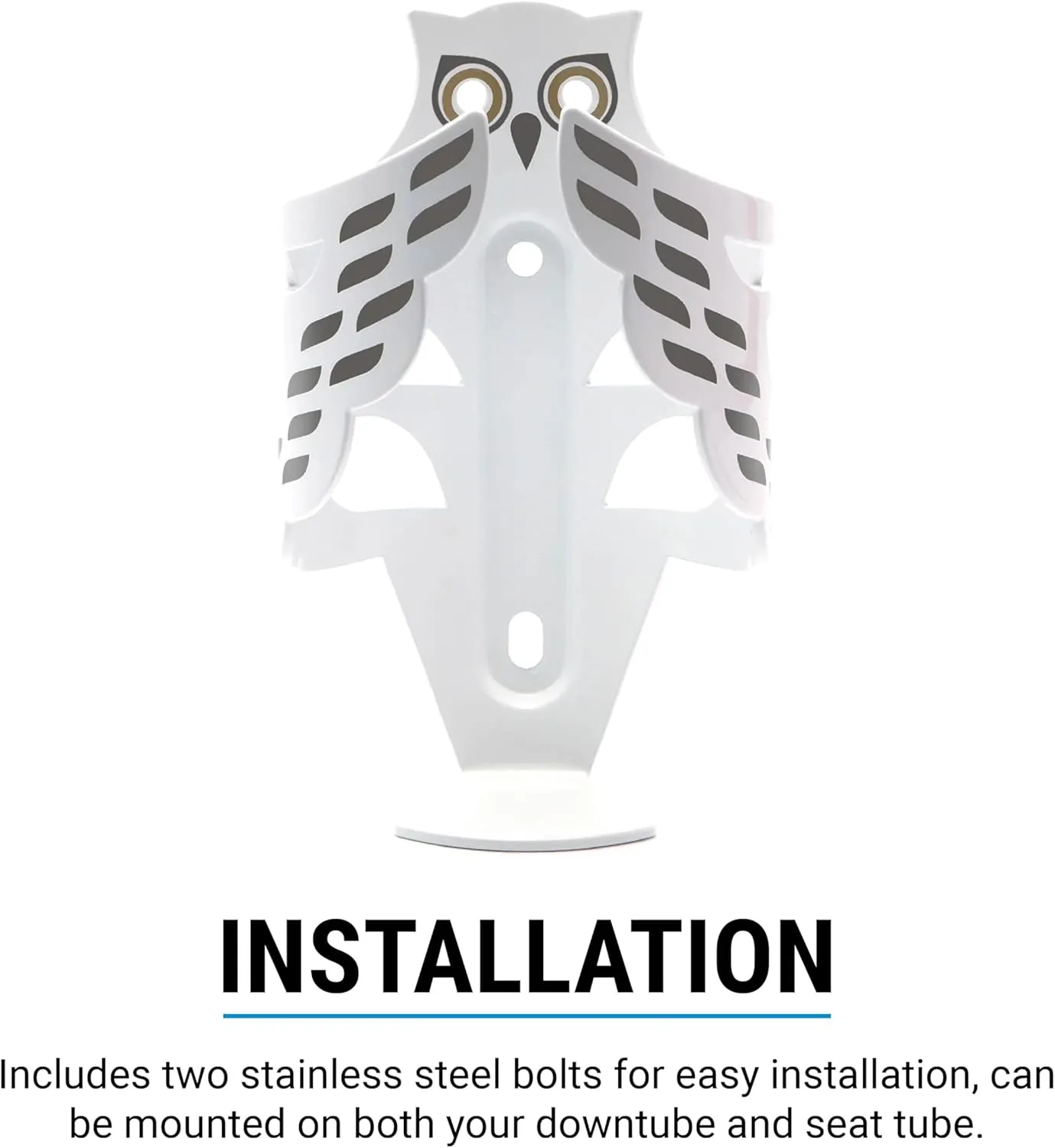 Portland Design Works Water Bottle Cage - Lightweight Water Bottle Holder for Bikes, Owl Cage, Snowy Owl