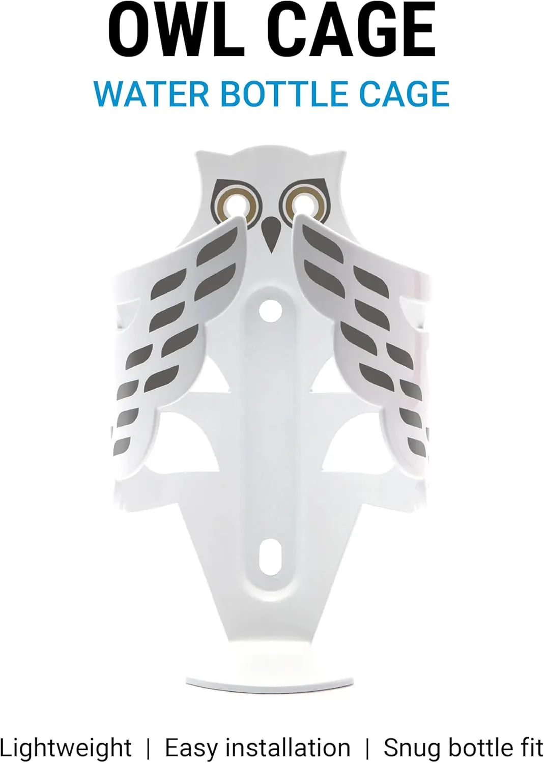 Portland Design Works Water Bottle Cage - Lightweight Water Bottle Holder for Bikes, Owl Cage, Snowy Owl
