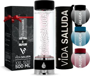 Premium Hydrogen Water Bottle – Portable Hydrogen Water Machine – Premium Titanium – Alkaline Self-Cleaning – Ionized Hydro Generator Bottle – (500 Millilitres / 17 Ounces Capacity)