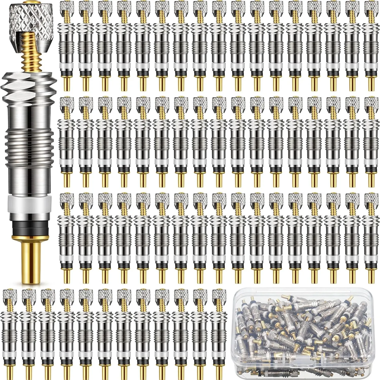 Presta Valve Core Bike Replacement Brass Tubeless Core Alloy Valve Core Remover Tool for Tubeless Road MTB Bike Compatible with Vittoria Stan's Continental Kenda
