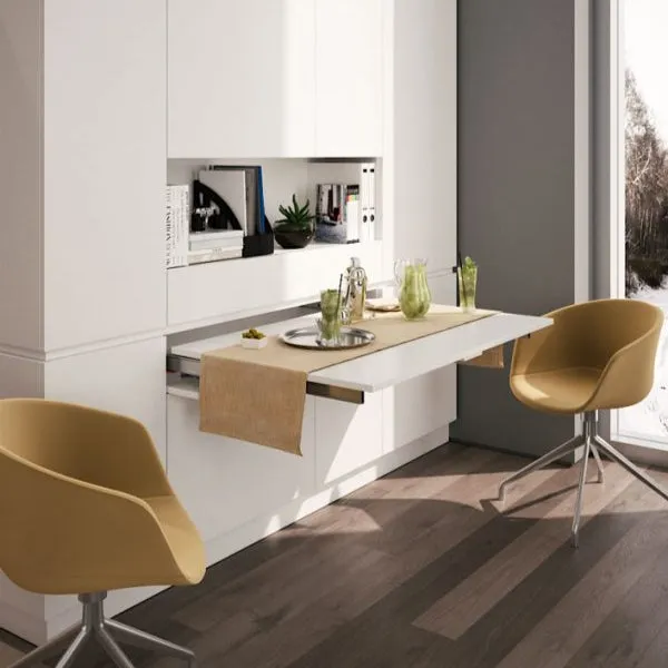 Pull-Out Peninsula Table from a drawer compartment – Space-Saving & Accessible Design