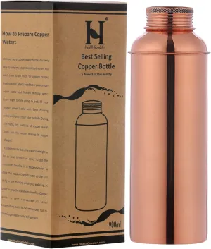 Pure Copper Fanta Bottle for Ayurvedic Health Benefits, 900 Ml (30.40 Fl Oz) (WITHOUT Lacquered)