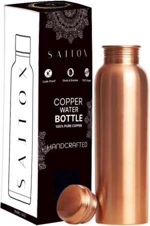 Pure Copper Water Bottle - Indian Handmade Copper Bottle for Drinking Water at Travel, Hiking, Gym, Office, Outdoor - 32 OZ / 950 ml